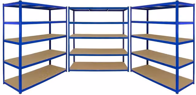 Monstershop Monster Racking T-Rax Extra Wide Storage Shelves with 3 Adjustable Shelves, Blue, H 180 x W 160 x D 60 cm – 1