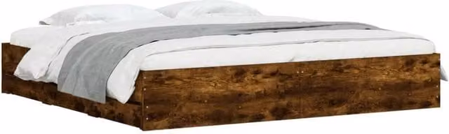 Berkfield Home Modern Bed Frame with Drawers in Smoked Oak Brown, W/D/H: 160 x 203 x 33 cm