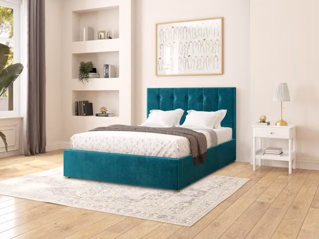 Aspire Hepburn Electric Adjustable Bed with Turquoise Upholstered Fabric Frame