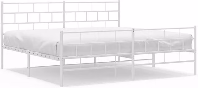 Berkfield Home Metal Bed Frame with Headboard and Footboard in White, 200 x 200 cm