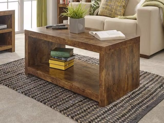 GFW Jakarta Rectangular Coffee Table with Shelf in Brown Mango Wood Effect – 2