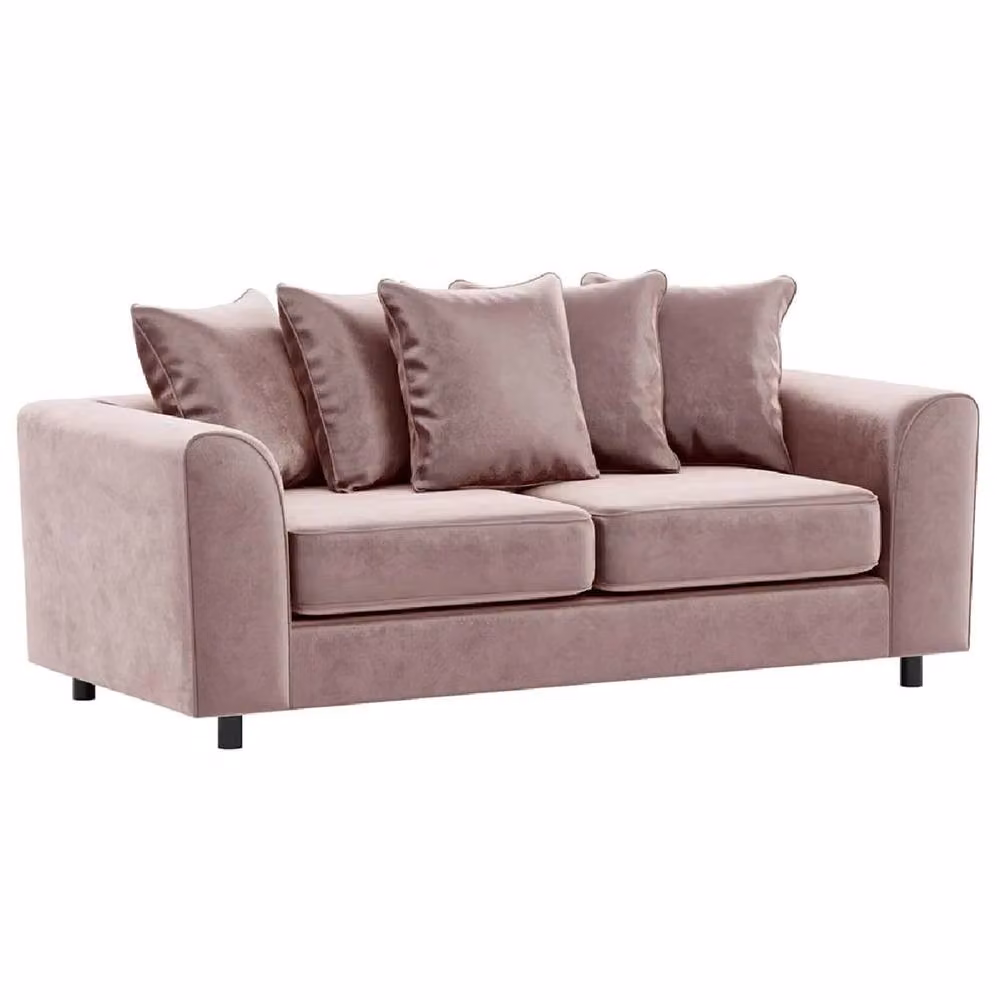 Furnishings For Less UK Brooklyn Pink Plush Velvet and Foam Sofa Set with 3 Seater and 2 Seater Sofas – 2