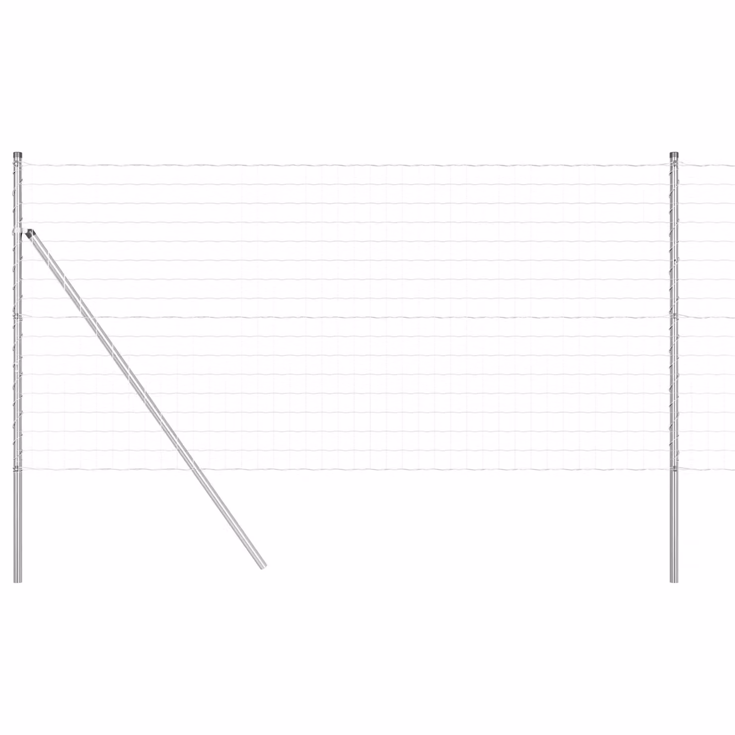 Berkfield Home Euro Fence with 13 Round Posts, Galvanised Steel, Silver/Grey, 1 x 25 m – 2