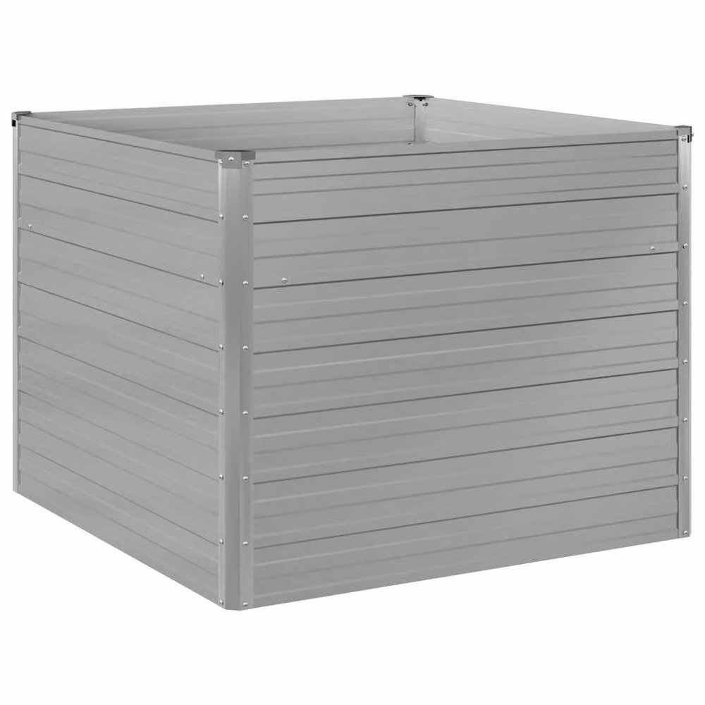 Berkfield Home Raised Garden Bed in Grey Galvanised Steel, W/D/H: 100 x 100 x 77 cm – 2