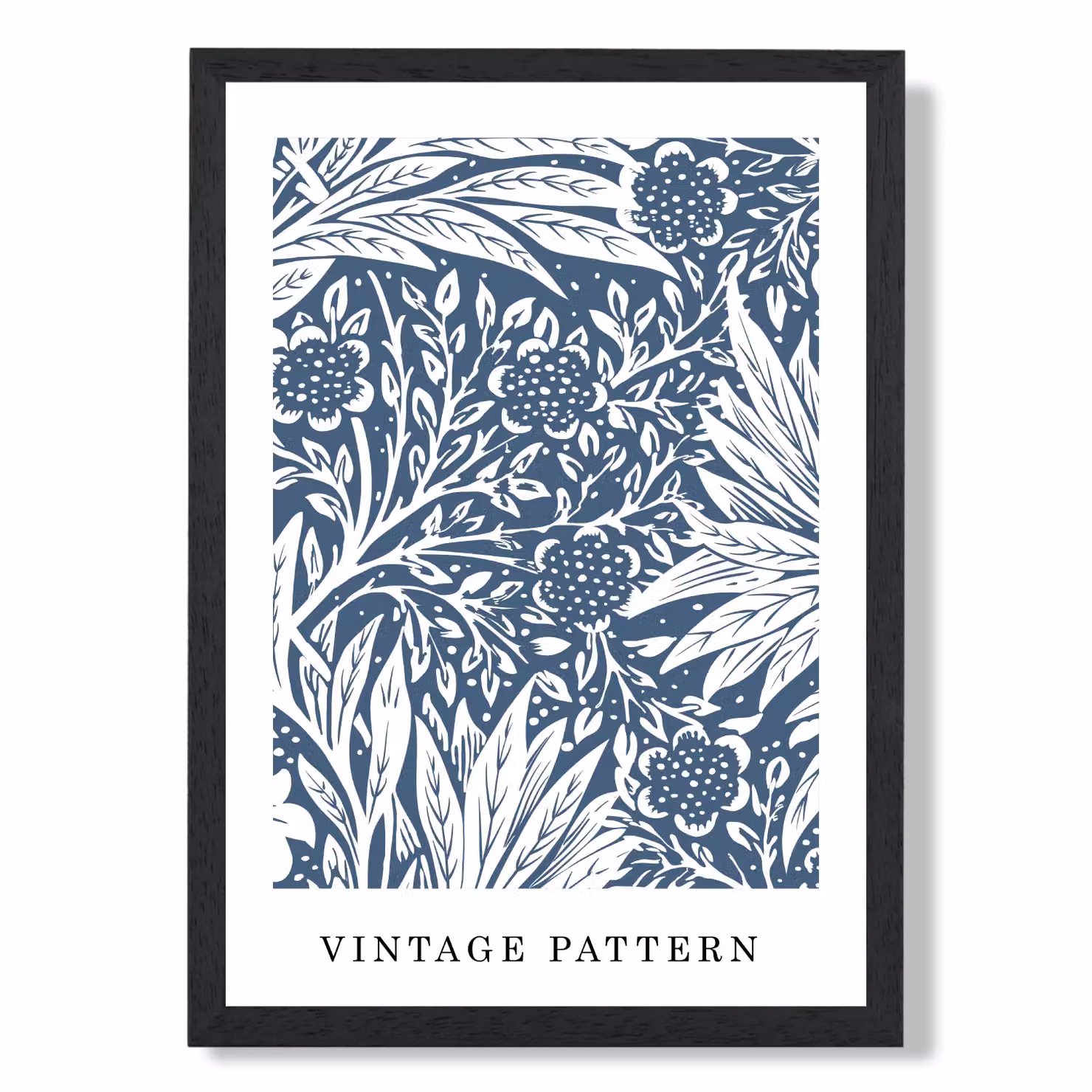 ARTZE William Morris Blue Floral Pattern Art Print with Black Frame, A2 Size – 2