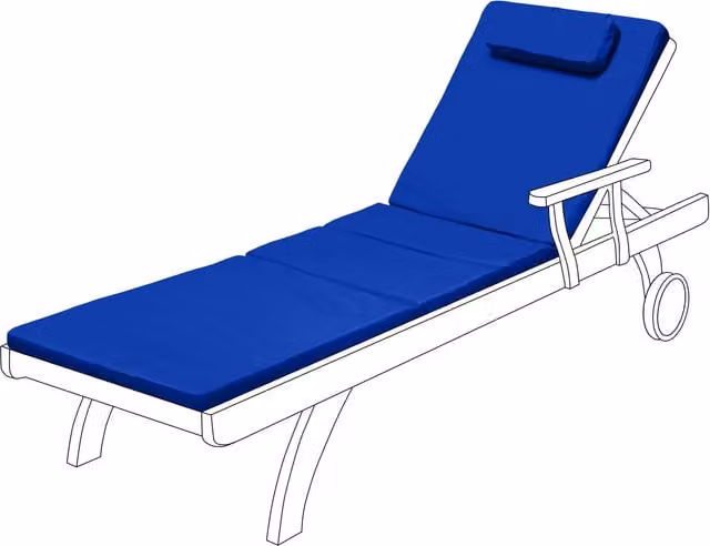 Gardenista Blue Rectangular Foldable Outdoor Garden Sun Lounger Cushion Pad with Weatherproof and UV-Resistant Outdoor Fabric