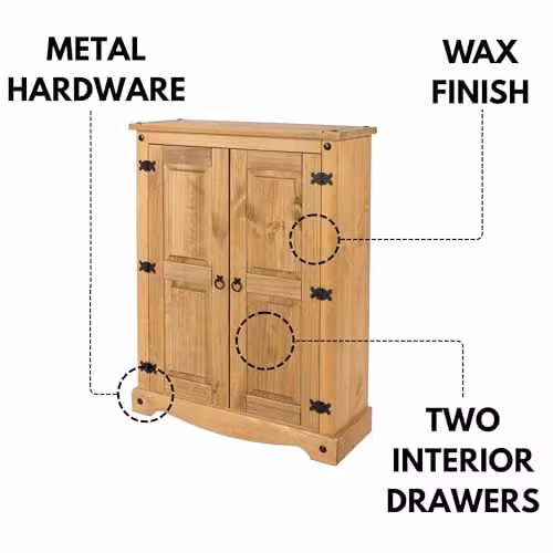 Core Products Corona Two Door Waxed Pine Storage Cupboard in Antique Brown – 3
