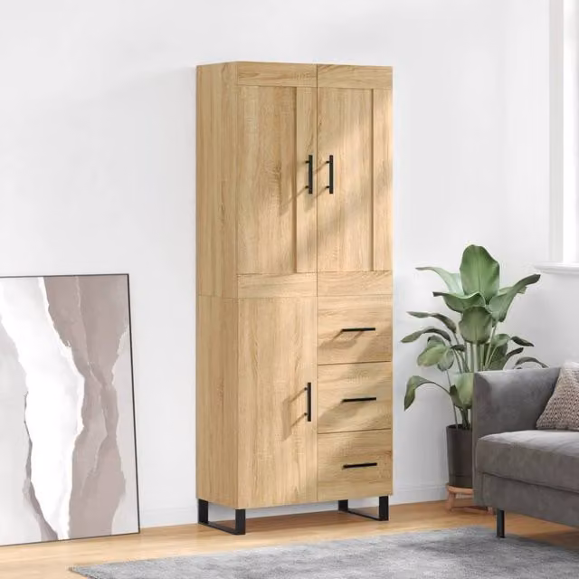 Berkfield Home Sonoma Oak Highboard in Brown, W/D/H: 69.5 x 34 x 180 cm – 1