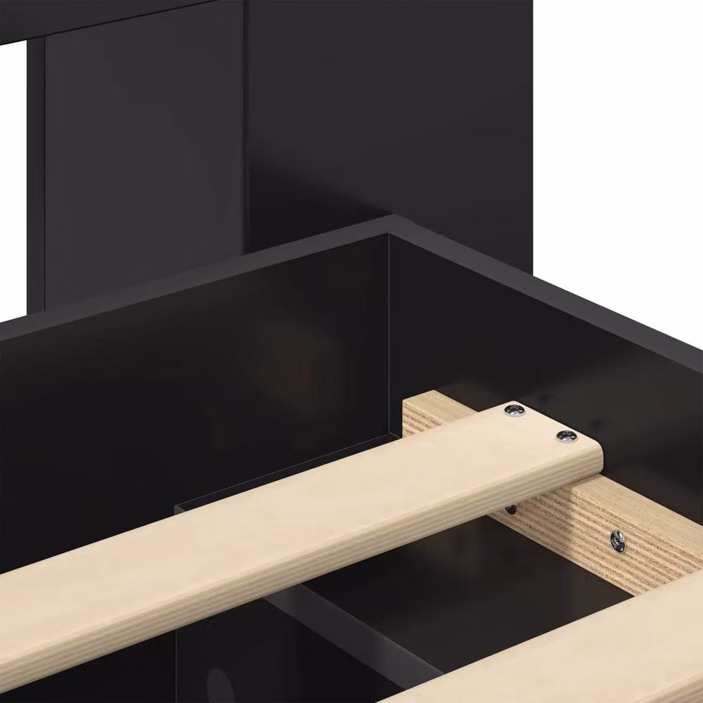 Berkfield Home Modern Bed Frame with Storage Drawers in Black, Engineered Wood, W/D/H: 100 x 200 cm – 3