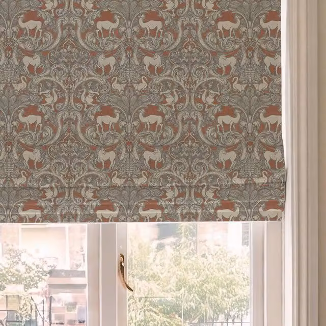 HOUSE Llewelyn-Bowen Menagerie Artois Printed Made To Measure Roman Blind in Scarlet