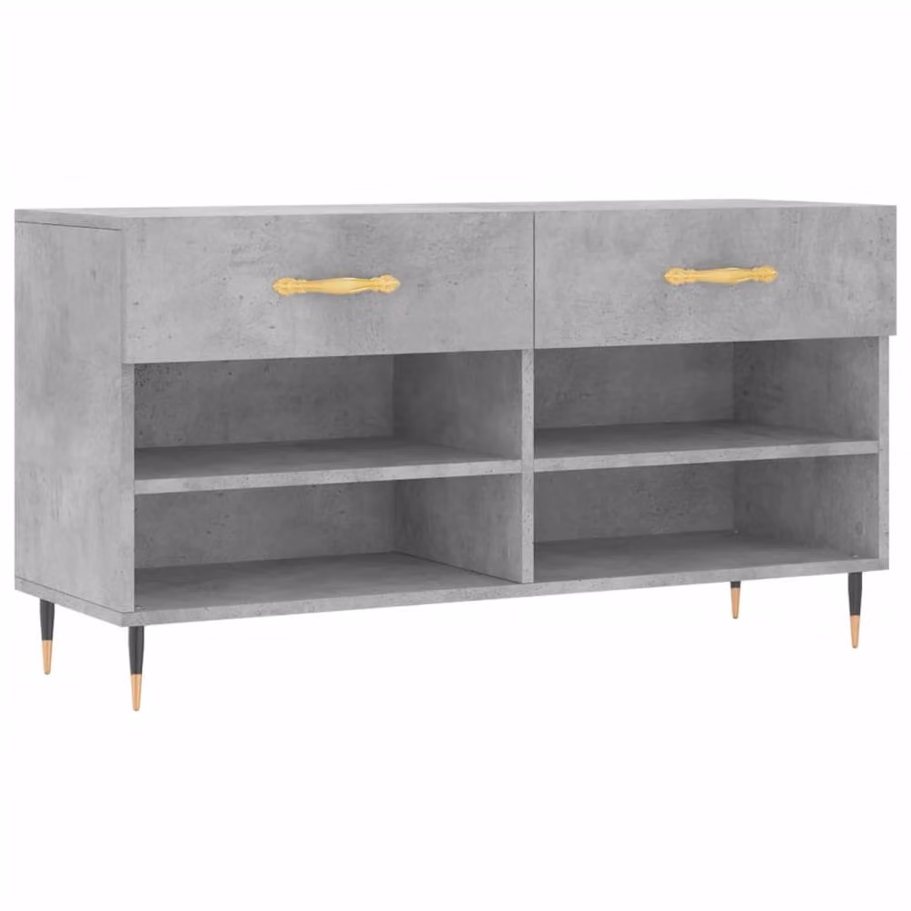 Berkfield Home Industrial Shoe Bench in Concrete Grey, W/D/H: 102 x 35 x 55 cm – 3