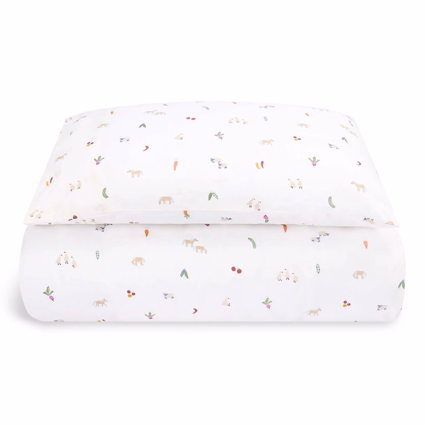Avery Row Little Farm Organic Cotton Mako Satin Single Bedding Set, White, Duvet Cover 140 x 200 cm and Pillowcase 50 x 70 cm – 3