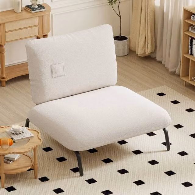 KORVIXA Oversized Modern Accent Chair in Beige Fabric with Metal Frame, W/D/H: 100 x 100 x 100 cm – 1