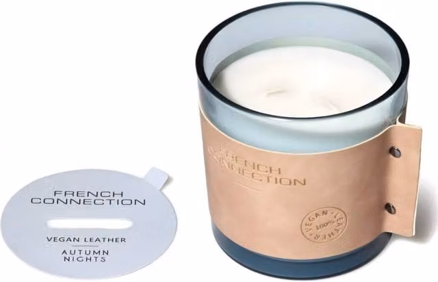 French Connection Leather Range 2-Wick Candle High Autumn Nights, Blue, 340g