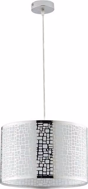 Netlighting MAYA Cylindrical Pendant Ceiling Light in Grey and Chrome, H: 35 cm, W: 22 cm