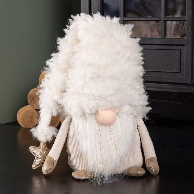 Samuel Alexander White Scandinavian Christmas Snow Gonk Tabletop Decoration, Height: 28 cm