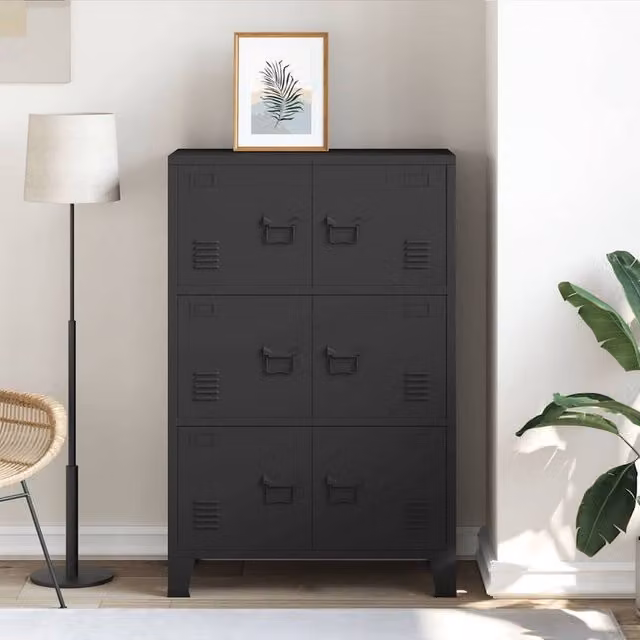 Berkfield Home Industrial Metal Storage Chest in Black, W/D/H: 75 x 40 x 115 cm – 1