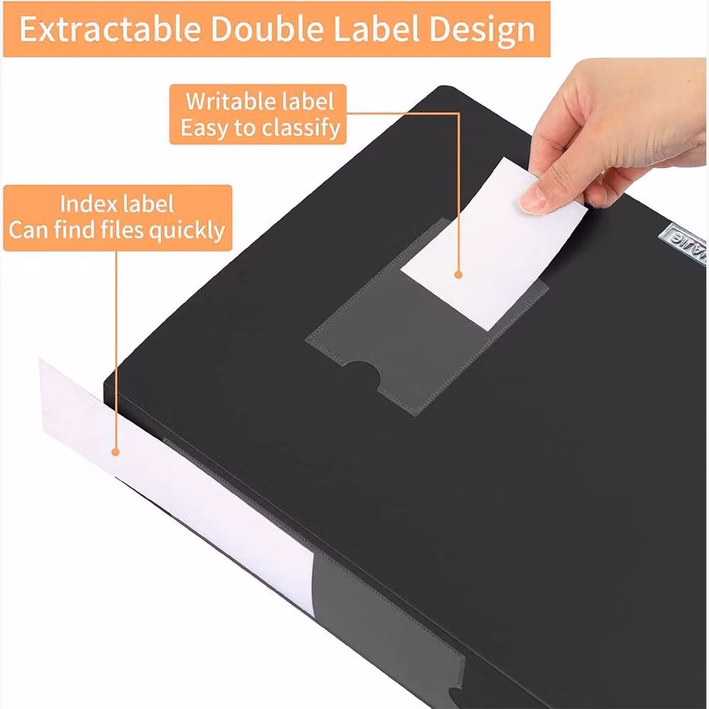 Ventryn 3-Piece Set of 75mm Foldable A4 Document Storage Box Files in Black – 3