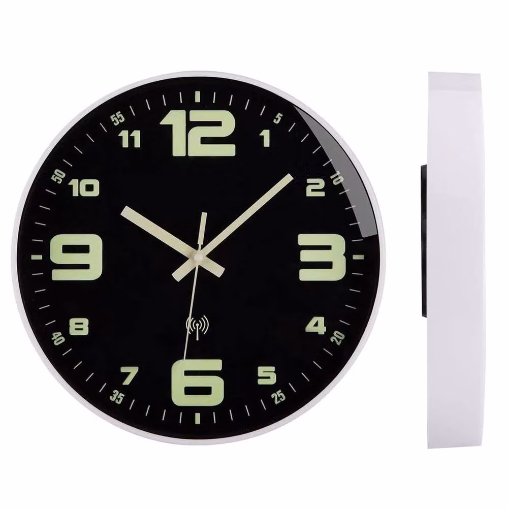 NESTLUNE Modern Round Quartz Silent Wall Clock with Luminous Glow in Black – 3