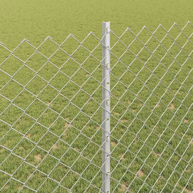 Berkfield Home vidaXL Galvanised Steel Chain Link Fence with 20 U-Profile Posts in Silver, W: 10 m, H: 1.6 m