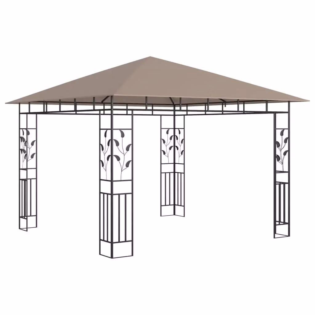 Berkfield Home Gazebo with Mosquito Net and LED String Lights, Beige, W: 300 cm, D: 300 cm, H: 273 cm – 3