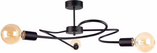 Netlighting Fiore Multi Arm Semi Flush Ceiling Light, Black, Diameter: 60 cm, 3x E27