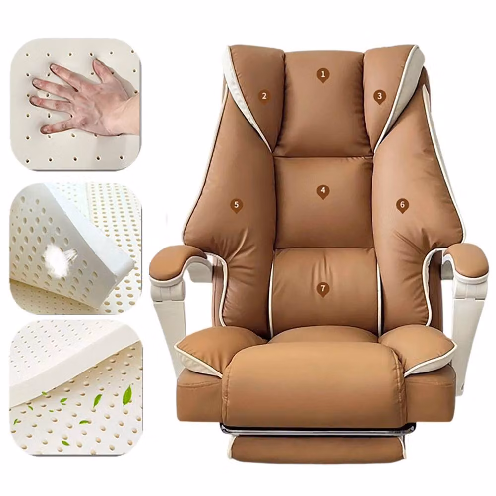 FORGEVIO Khaki Executive Office Chair with 360 Degree Swivel, Headrest and Armrests in Synthetic Leather – 5
