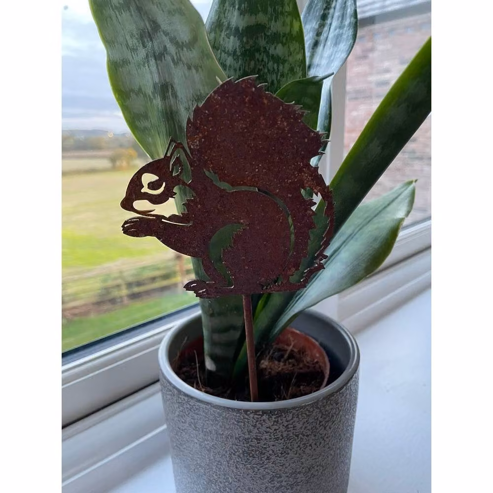 Poppyforge Squirrel Pot Stake Pack of 3, Brown Metal, Height: 25 cm – 2