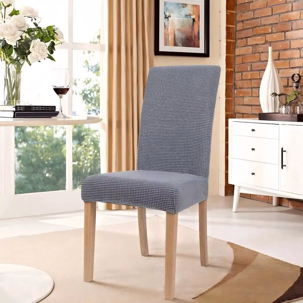 PAWNORA Set of 4 Modern Elasticated Dining Chair Seat Covers in Dark Grey – 5
