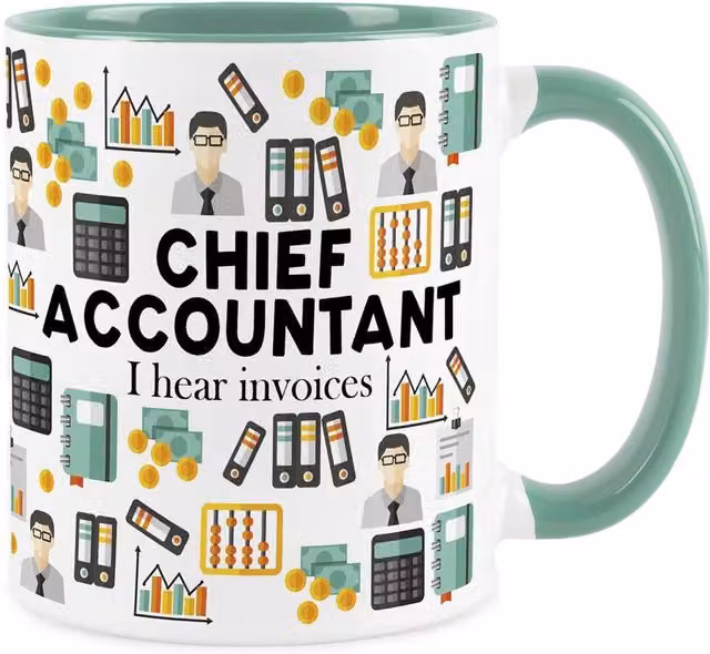 Purely Home Novelty Chief Accountant Ceramic Mug in Turquoise