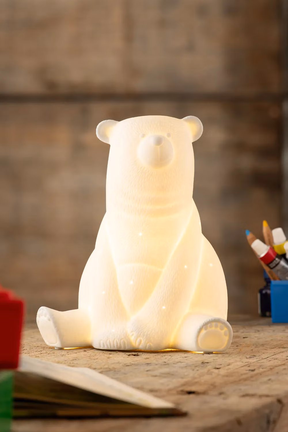 Belleek Living Bear Ceramic Tabletop Luminaire in White with Warm White Bulb, Height: 25.4 cm – 2