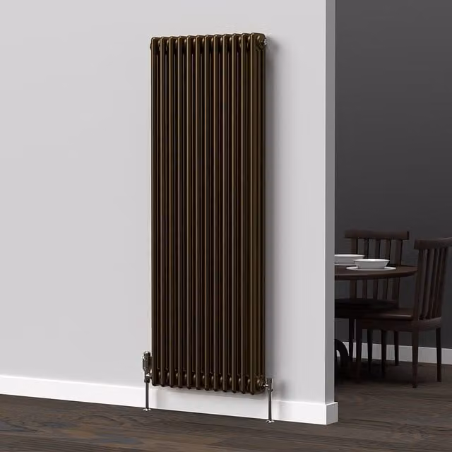 Lux Heat Vertical Coloured Column Radiator in Antique Brass, H 150 cm x W 56 cm