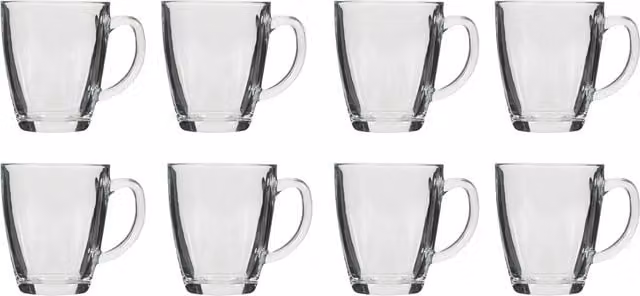 Dibor Set of 8 Transparent Glass Coffee Mugs, 360 ml per mug – 1