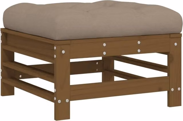 Berkfield Home Rustic Garden Footstool with Cushion in Brown Solid Pine Wood – 1