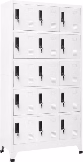 Berkfield Home Metal Locker Cabinet in White, W/D/H: 90 x 40 x 180 cm
