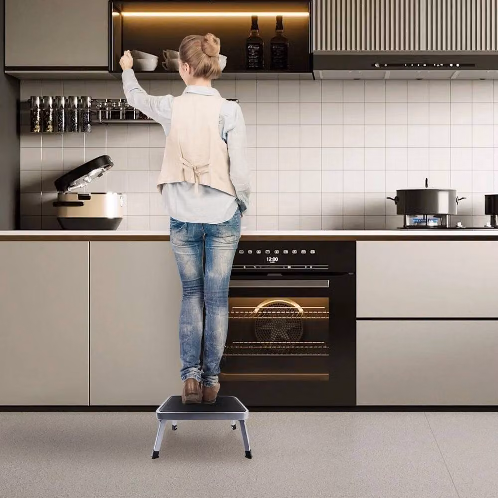Kelvenix Anti-Slip Folding Metal Step Stool in Grey – 3