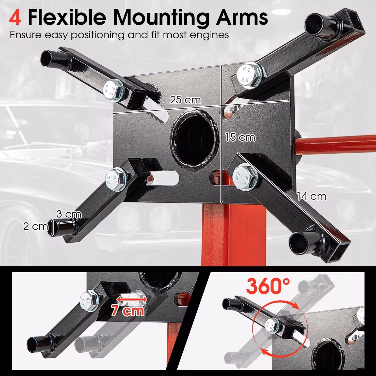 Gymax Heavy Duty Engine Stand with 340kg Capacity in Red – 5