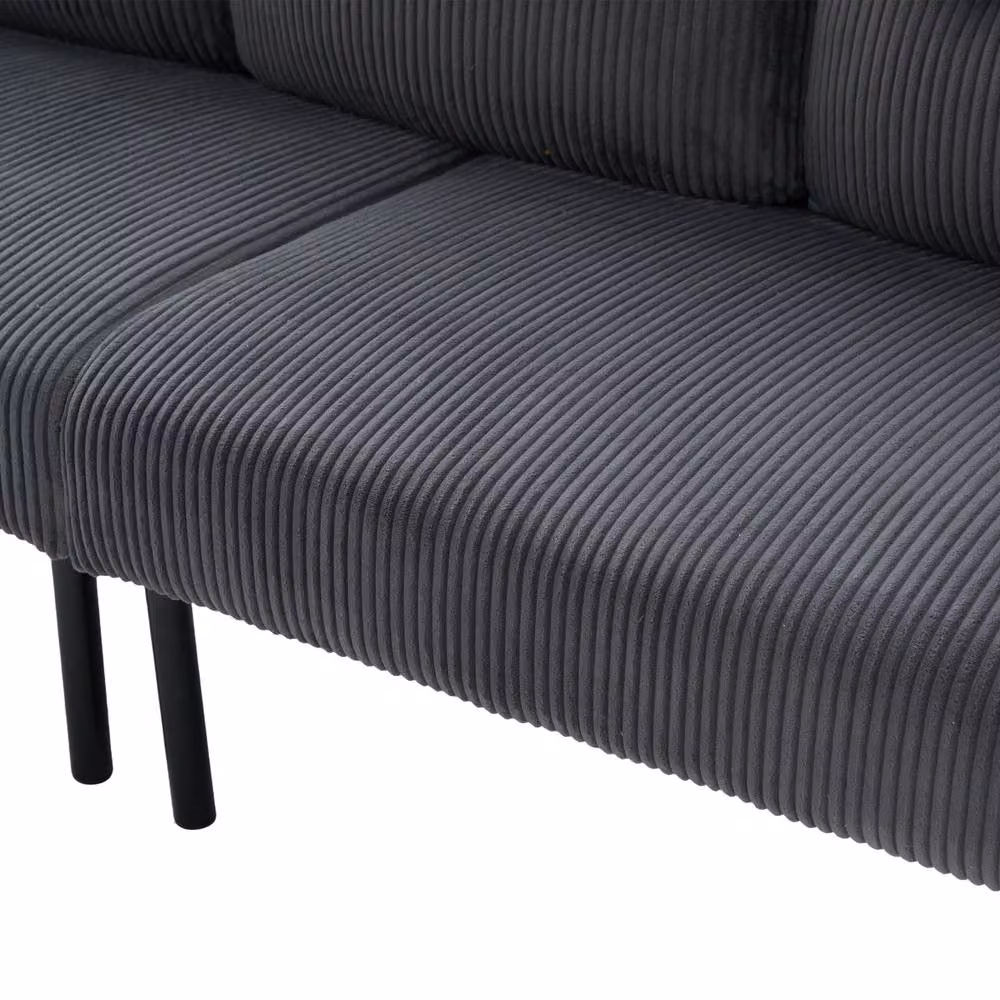 HomeTouch Modern 3 Seater Click Clack Sofa in Grey with Side Pockets and Armrests, W: 171 cm, D: 80 cm, H: 57 cm – 7