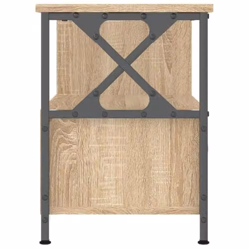 vidaXL Industrial Style TV Cabinet in Brown Smoked Oak and Metal with Media Compartments, W/D/H: 90 x 33 x 45 cm – 3