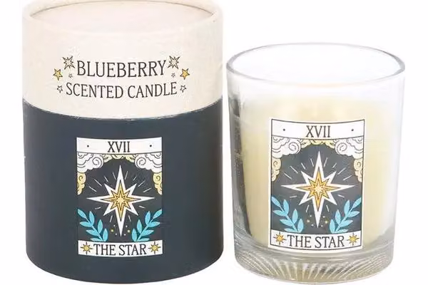 KDMD The Star Vintage Tarot Blueberry Tabletop Candle in White and Blue – 2