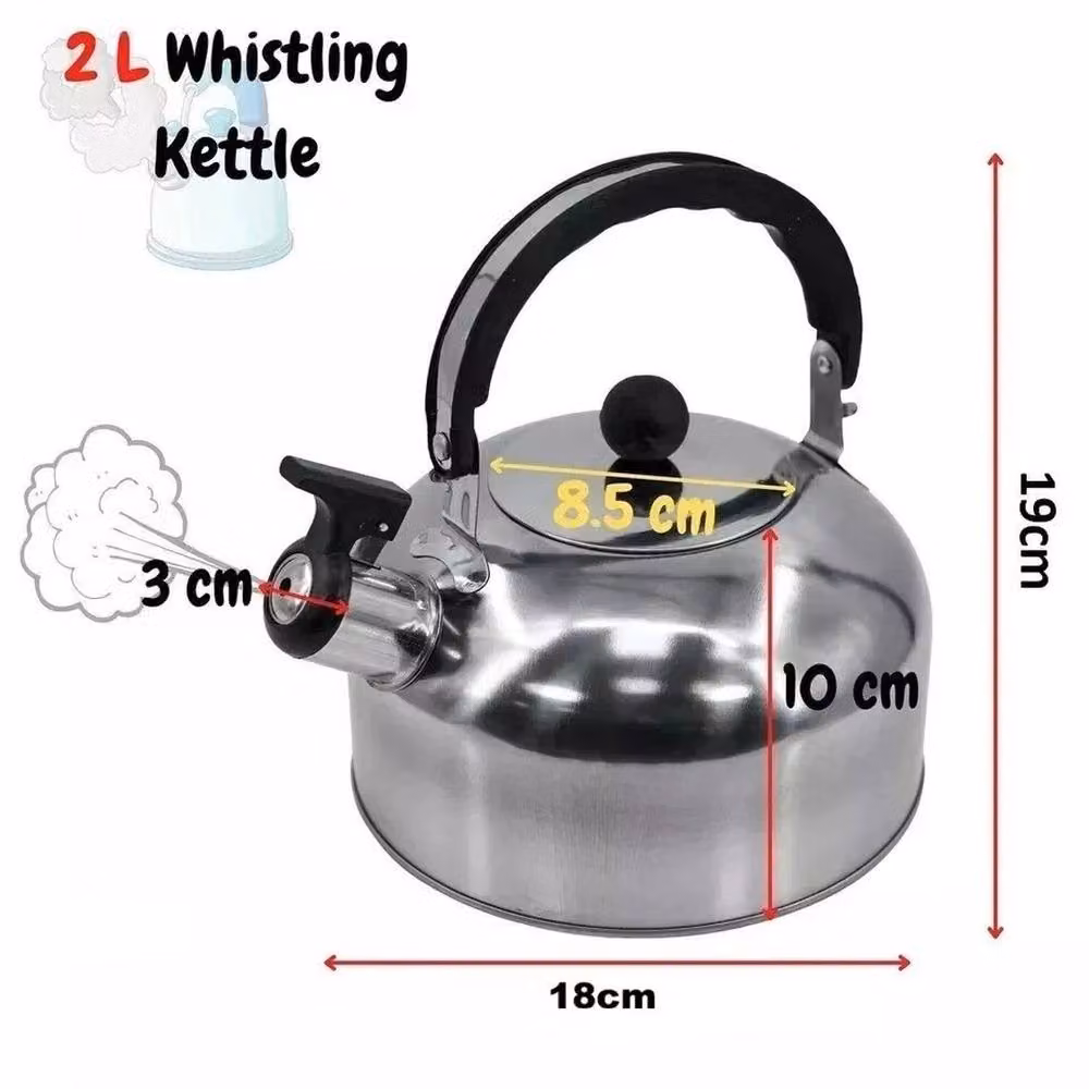 PAWNORA Stainless Steel Whistling Kettle, Silver, 2 l – 2