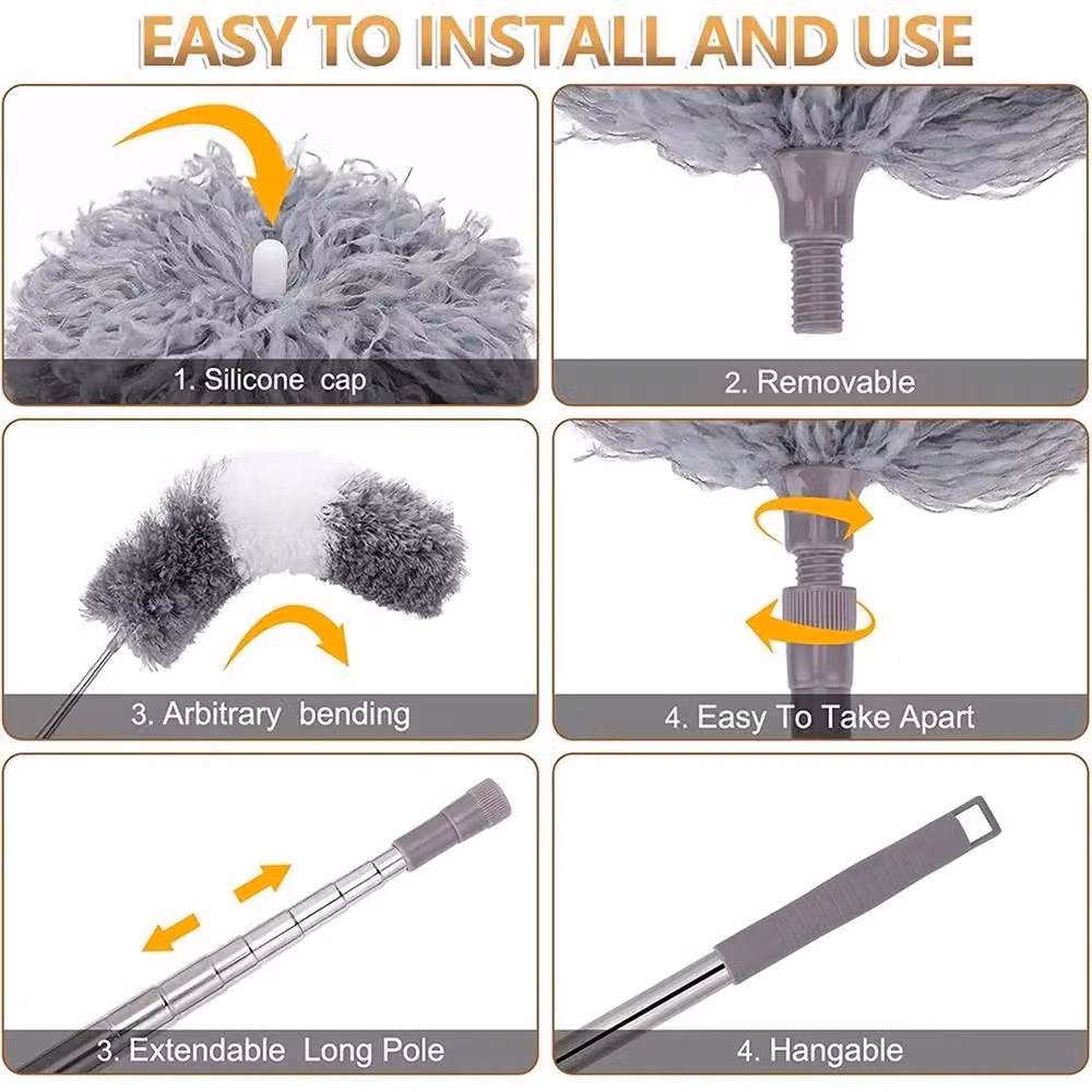 VOGREX Grey Extendable Telescopic Cobweb Duster Long Ceiling Brush – 3