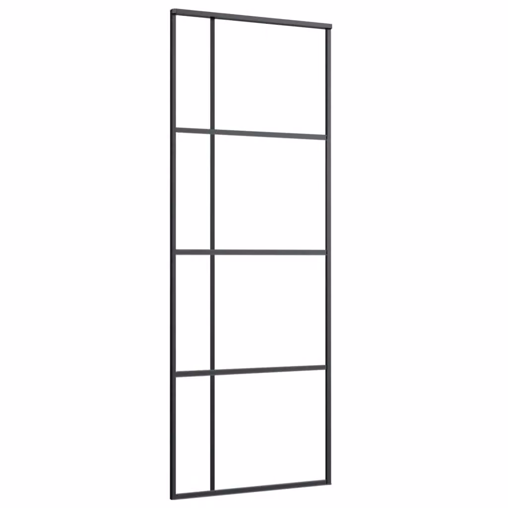 Berkfield Home Modern Black Sliding Door with Frosted ESG Glass and Aluminium, W: 76 cm, H: 205 cm – 2