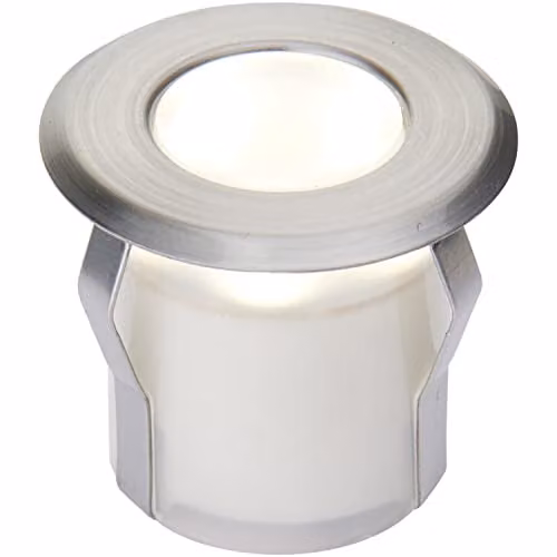 Loops Recessed LED Decking Guide Light, Cool White, Silver Stainless Steel, IP67 Rated