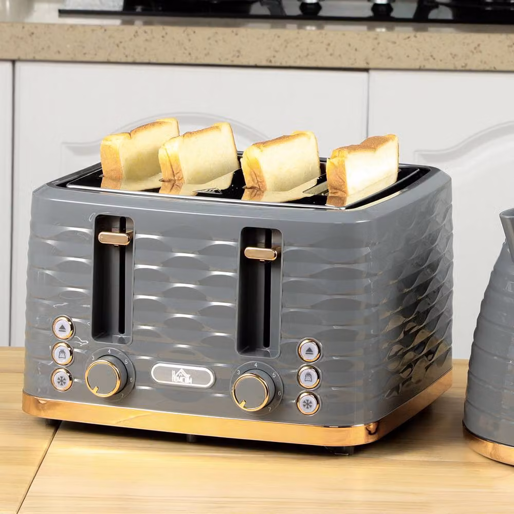 Rolipo Grey Four Slice Toaster with Rippled High Gloss Finish and Removable Parts – 2