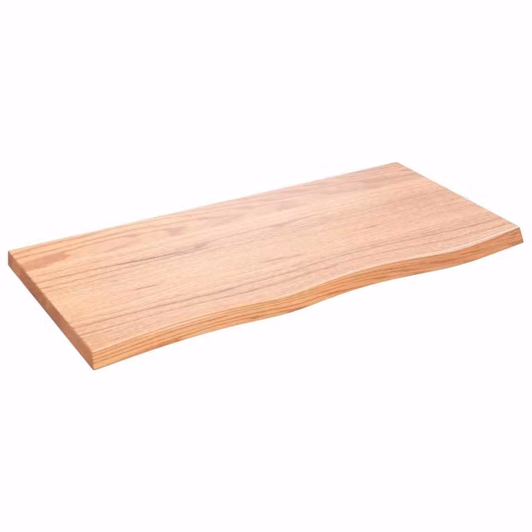 Berkfield Home Wall Mounted Oak Wood Shelf in Light Brown, W: 100 cm, D: 50 cm, H: 2-4 cm