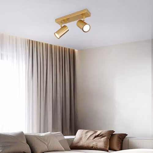 Globo Lighting Robby Twin Ceiling Spotlight in Gold/Brass with 2x GU10 Sockets, H x W x D: 12 x 26 x 6 cm – 4