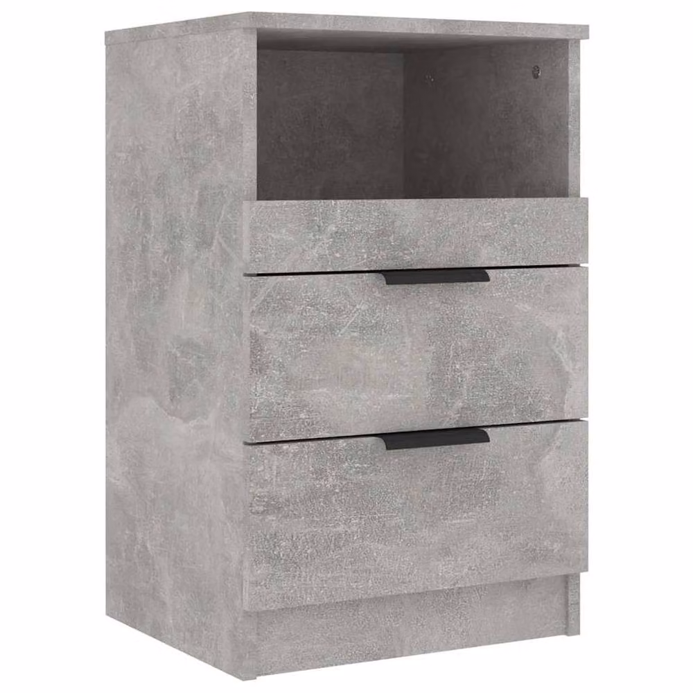 Berkfield Home Set of 2 Modern Bedside Cabinets in Concrete Grey MDF – 2