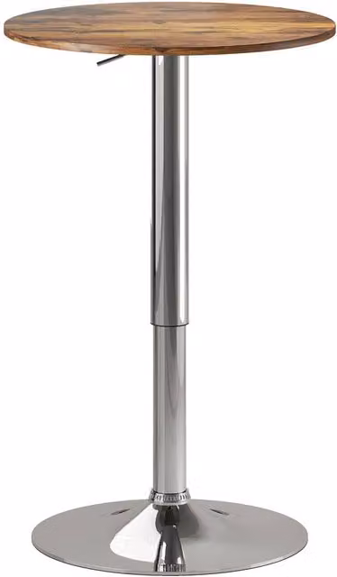 ERGOVEXA Round Bar Table with 360 Degree Swivel Rotating Top and Height Adjustable Central Column, Rustic Brown