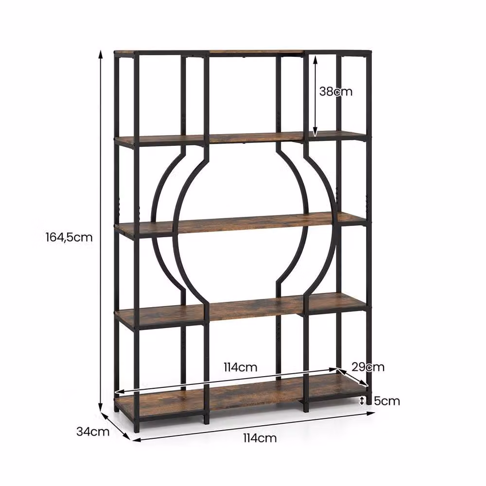 SPETLEK 5-Tier Industrial Geometric Tall Storage Shelving Unit in Black – 2